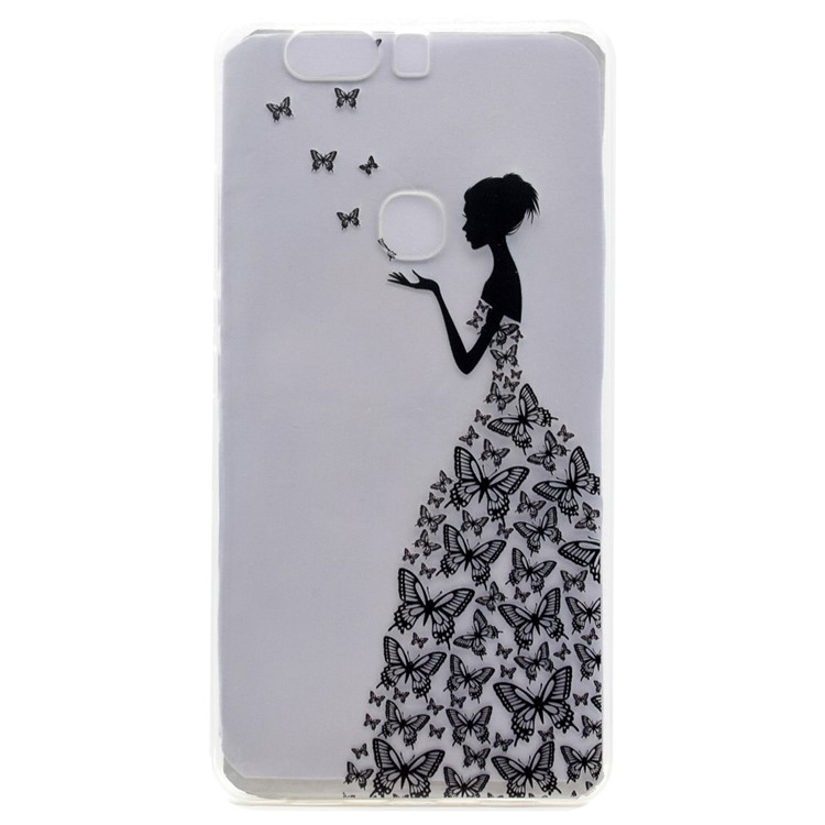 Pattern Printing TPU Case for Huawei Honor V8 - Butterfly Girl-1