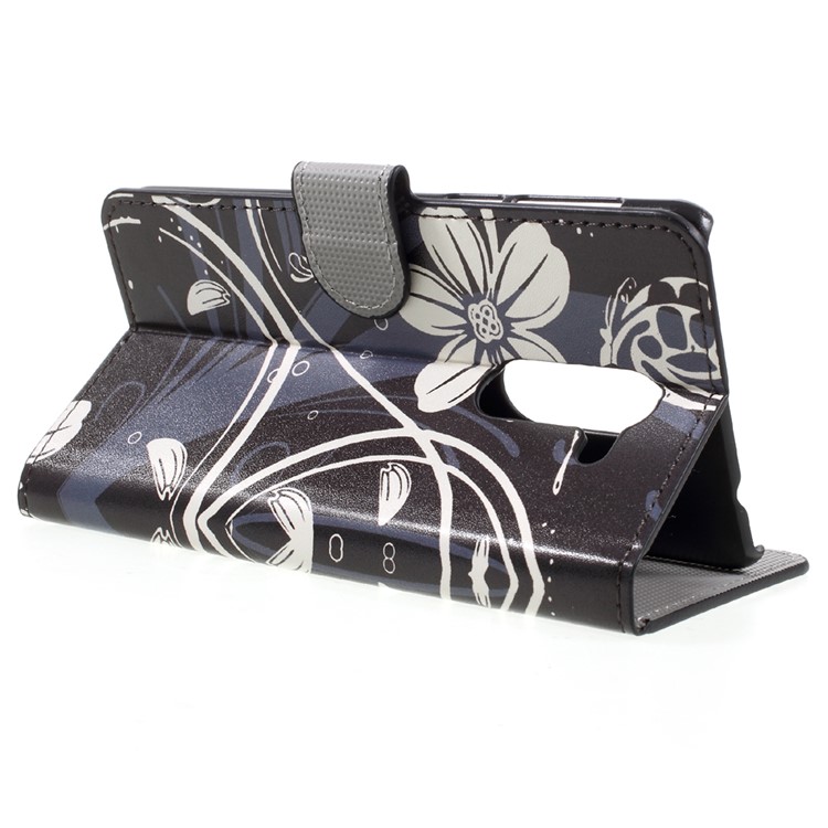 Patterned PU Leather Wallet Stand Case for Huawei Honor 6x (2016) - Flower and Butterfly-5