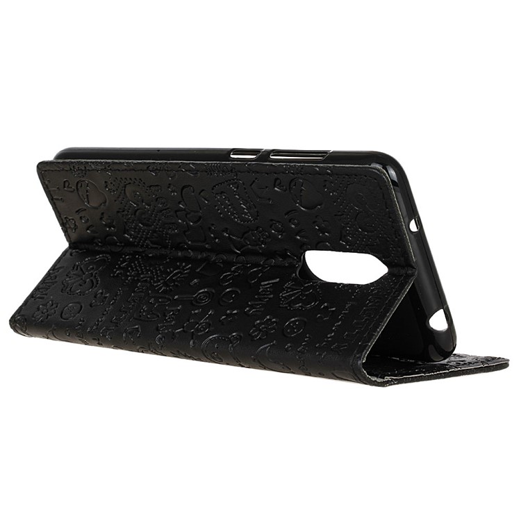 Cartoon Graffiti Stand Leather Wallet Case for Huawei Enjoy 6 - Black-5