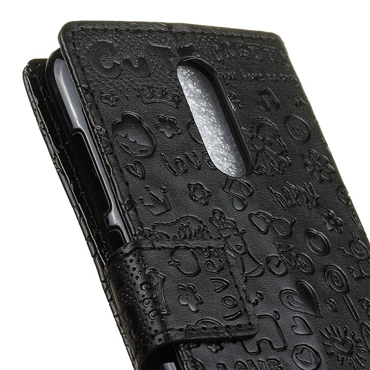 Cartoon Graffiti Stand Leather Wallet Case for Huawei Enjoy 6 - Black-7