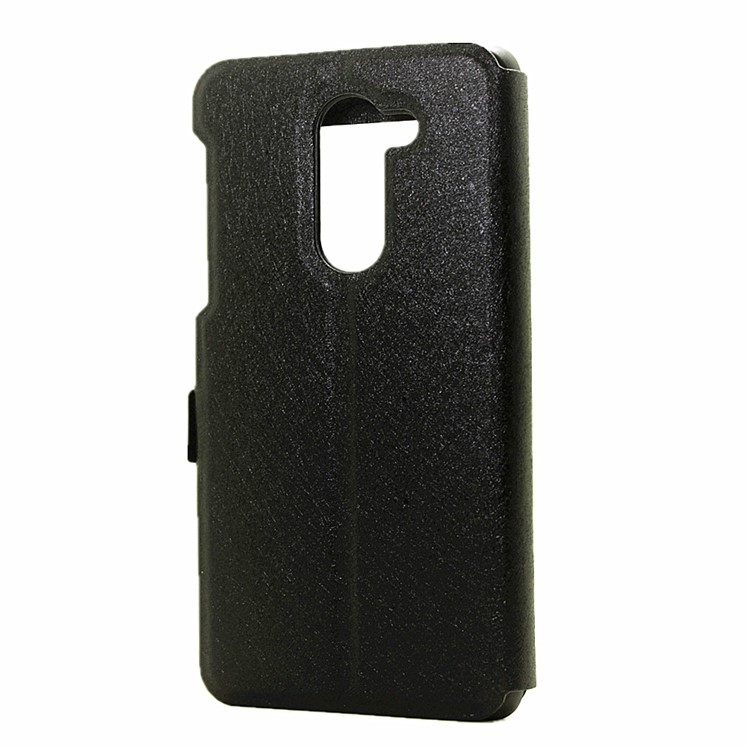 Silk Texture Dual View Window Leather Case for Huawei Honor 6x (2016) - Black-3