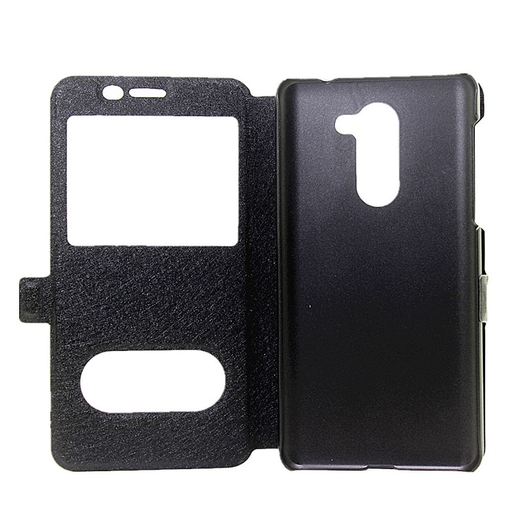 Silk Texture Dual View Window Leather Case for Huawei Honor 6x (2016) - Black-4