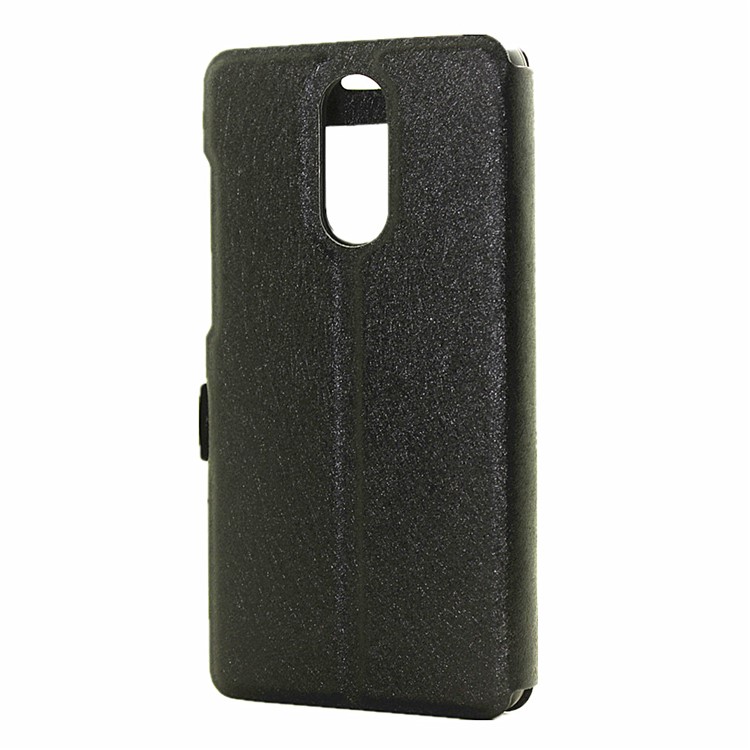 Silk Texture Dual View Window Leather Case for Huawei Enjoy 6 - Black-3