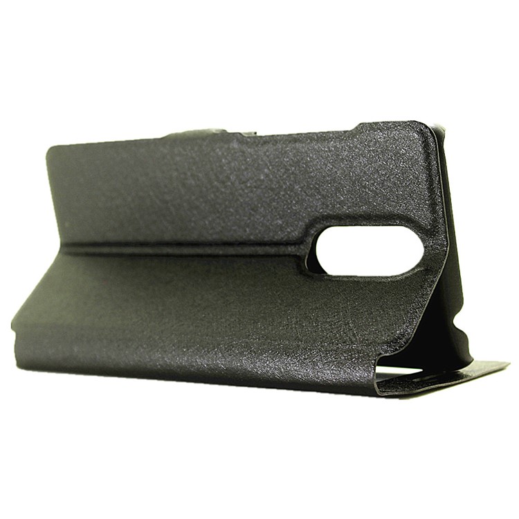 Silk Texture Dual View Window Leather Case for Huawei Enjoy 6 - Black-5