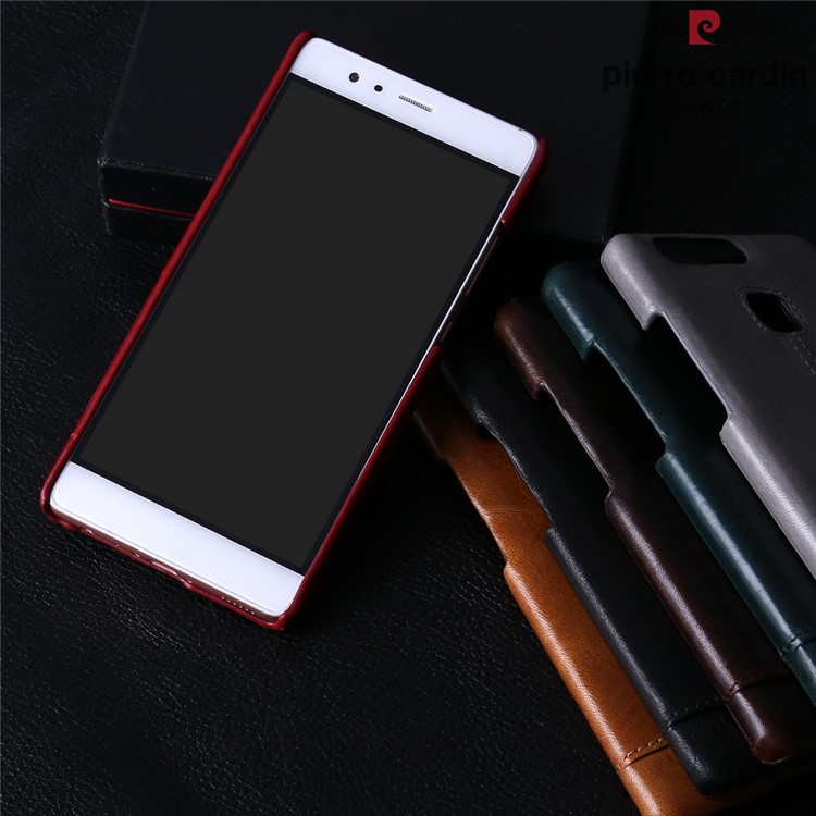 PIERRE CARDIN Genuine Leather Coated Hard Case for Huawei P9 - Black-15