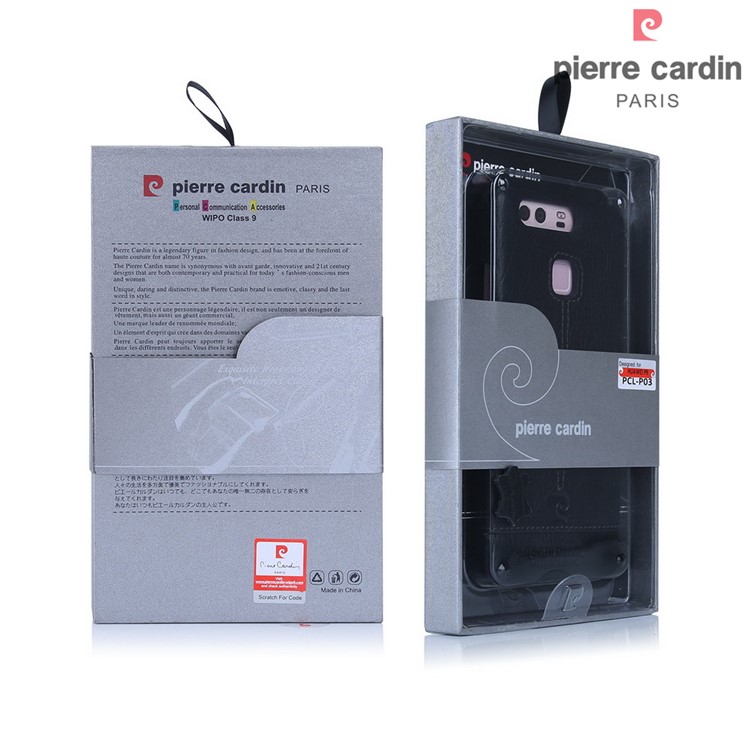 PIERRE CARDIN Genuine Leather Coated Hard Case for Huawei P9 - Black-16