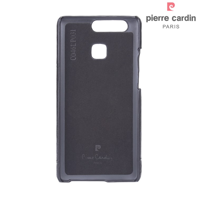 PIERRE CARDIN Genuine Leather Coated Hard Case for Huawei P9 - Black-4