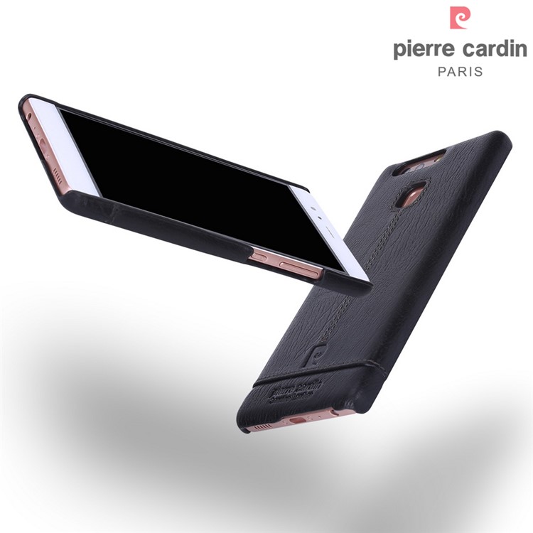 PIERRE CARDIN Genuine Leather Coated Hard Case for Huawei P9 - Black-6