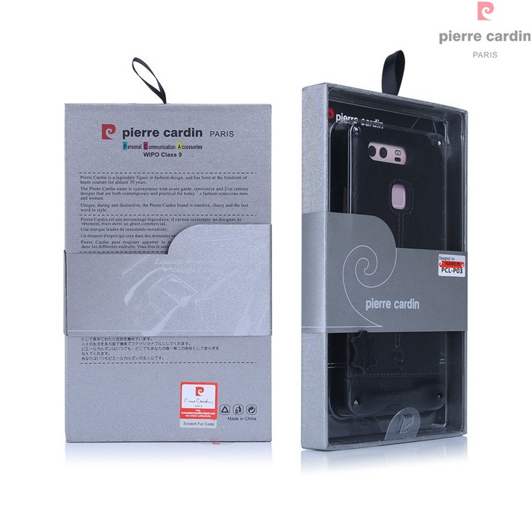 PIERRE CARDIN Genuine Leather Coated Hard Case for Huawei P9 Plus - Black-10