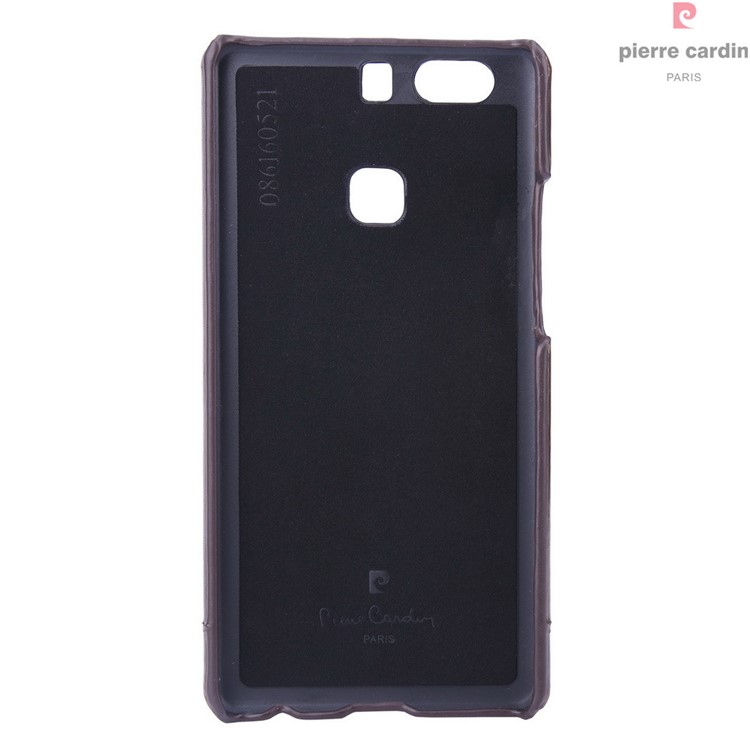 PIERRE CARDIN Genuine Leather Coated Hard Case for Huawei P9 Plus - Black-2