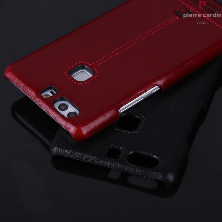 PIERRE CARDIN Genuine Leather Coated Hard Case for Huawei P9 Plus - Black-6