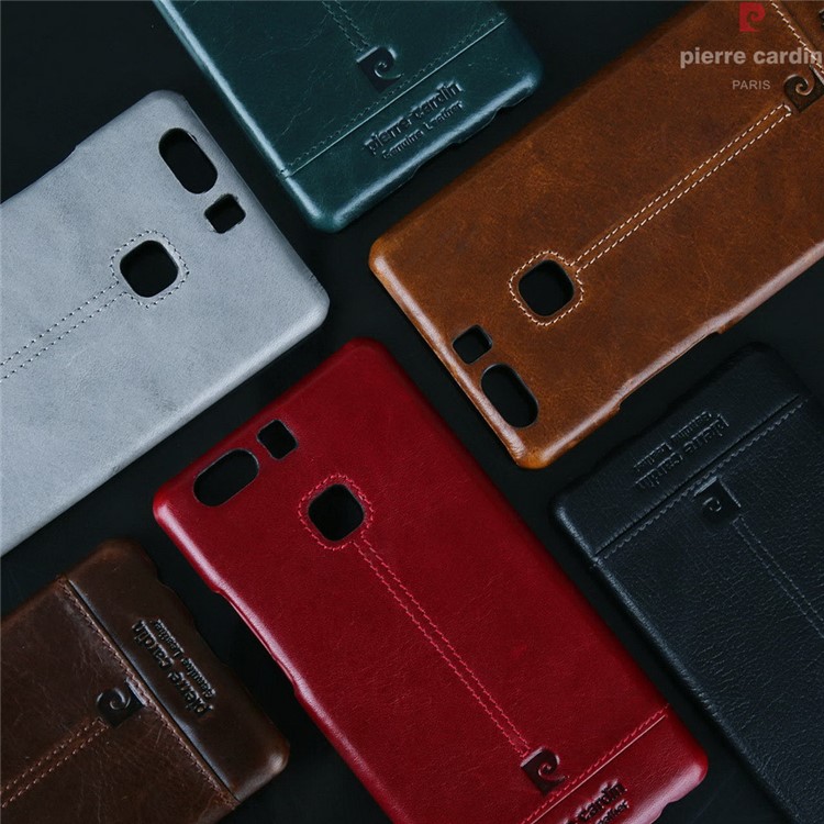 PIERRE CARDIN Genuine Leather Coated Hard Case for Huawei P9 Plus - Black-9
