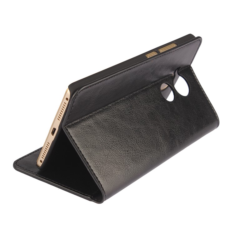 Crazy Horse Full Grain Genuine Leather Wallet Case for Huawei Mate 8 - Black-4