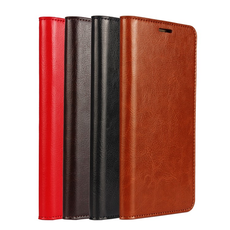Crazy Horse Full Grain Genuine Leather Wallet Case for Huawei Mate 8 - Black-6