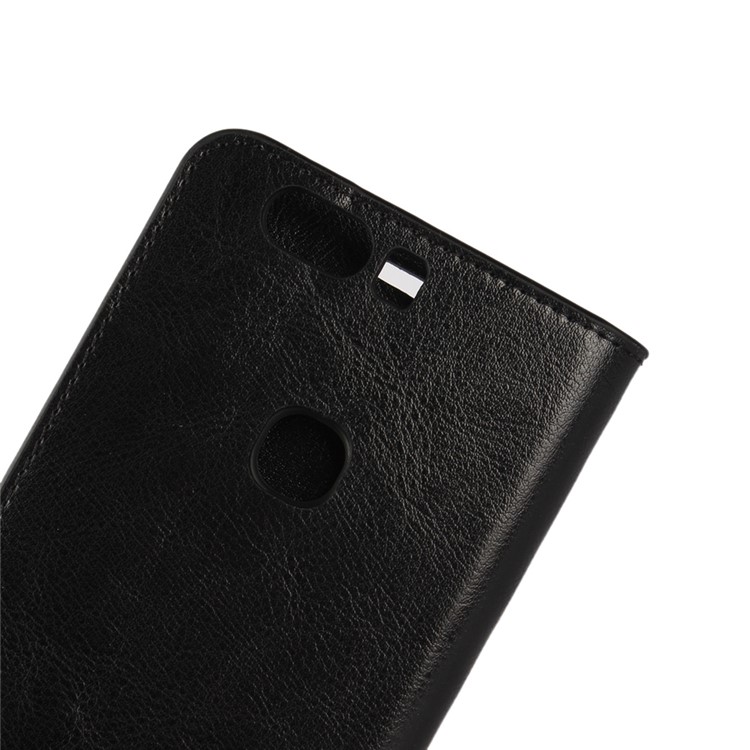 Crazy Horse Full Grain Genuine Leather Wallet Flip Case for Huawei Honor V8 - Black-10