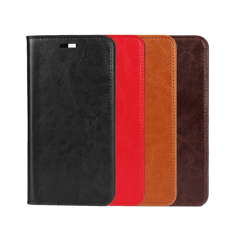 Crazy Horse Full Grain Genuine Leather Wallet Flip Case for Huawei Honor V8 - Black-13