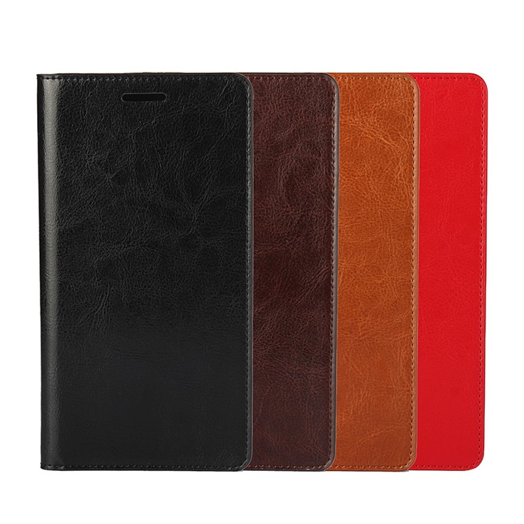 Crazy Horse Full Grain Genuine Leather Wallet Phone Case for Huawei Honor Note 8 - Black-12