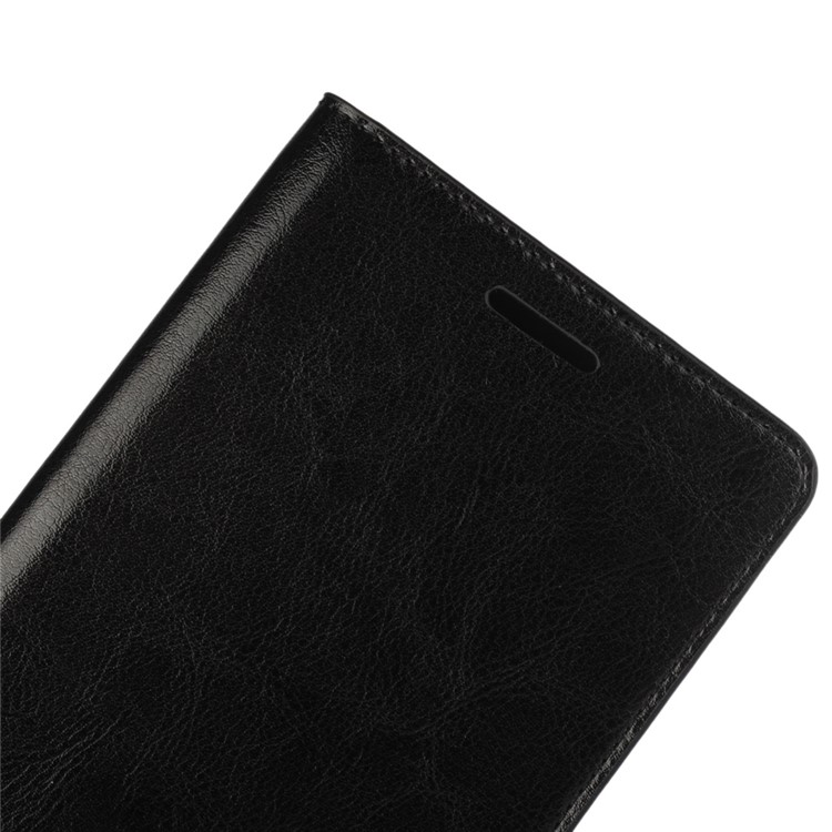 Crazy Horse Full Grain Genuine Leather Wallet Phone Case for Huawei Honor Note 8 - Black-6