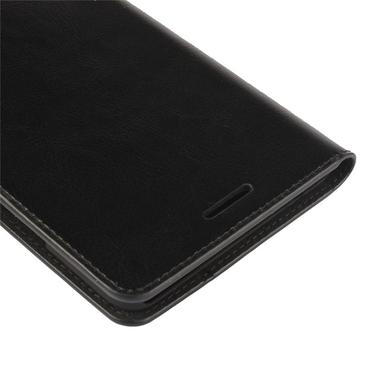 Crazy Horse Full Grain Genuine Leather Wallet Phone Case for Huawei Honor Note 8 - Black-9