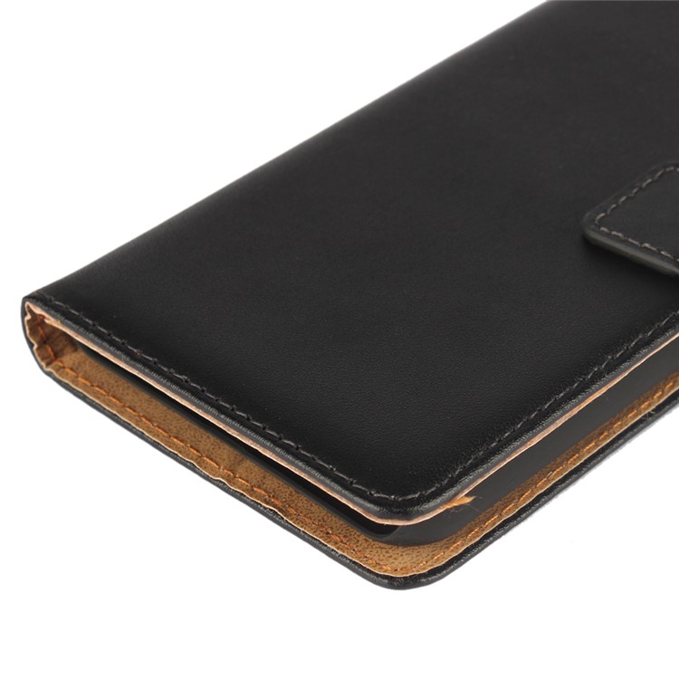 Genuine Split Leather Wallet Stand Case for Huawei Y6 II/Y6II Compact - Black-10