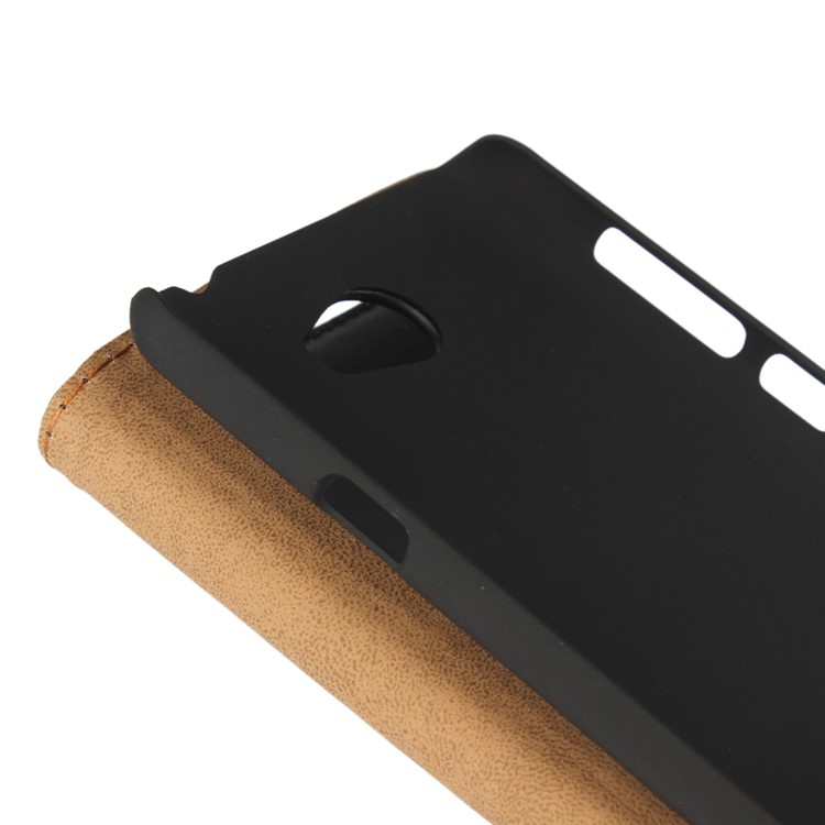 Genuine Split Leather Wallet Stand Case for Huawei Y6 II/Y6II Compact - Black-11