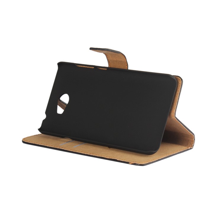 Genuine Split Leather Wallet Stand Case for Huawei Y6 II/Y6II Compact - Black-2