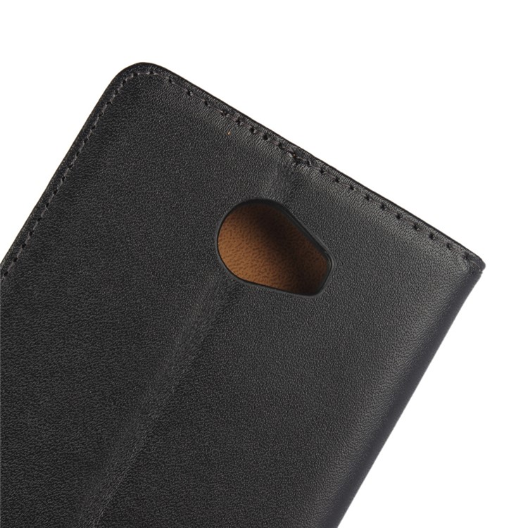 Genuine Split Leather Wallet Stand Case for Huawei Y6 II/Y6II Compact - Black-8