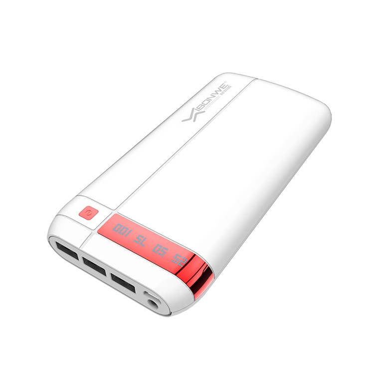 XIBONWE Q4 14400mAh 3 USB Power Bank with LED Flashlight - Red-1