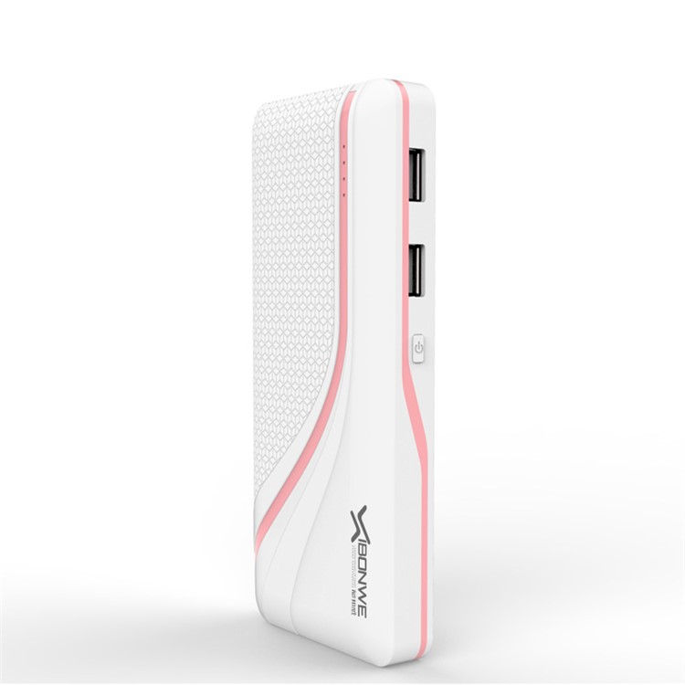 XIBONWE Q8+ 12000mAh Dual USB Power Bank for iPhone Samsung HTC - Pink-1