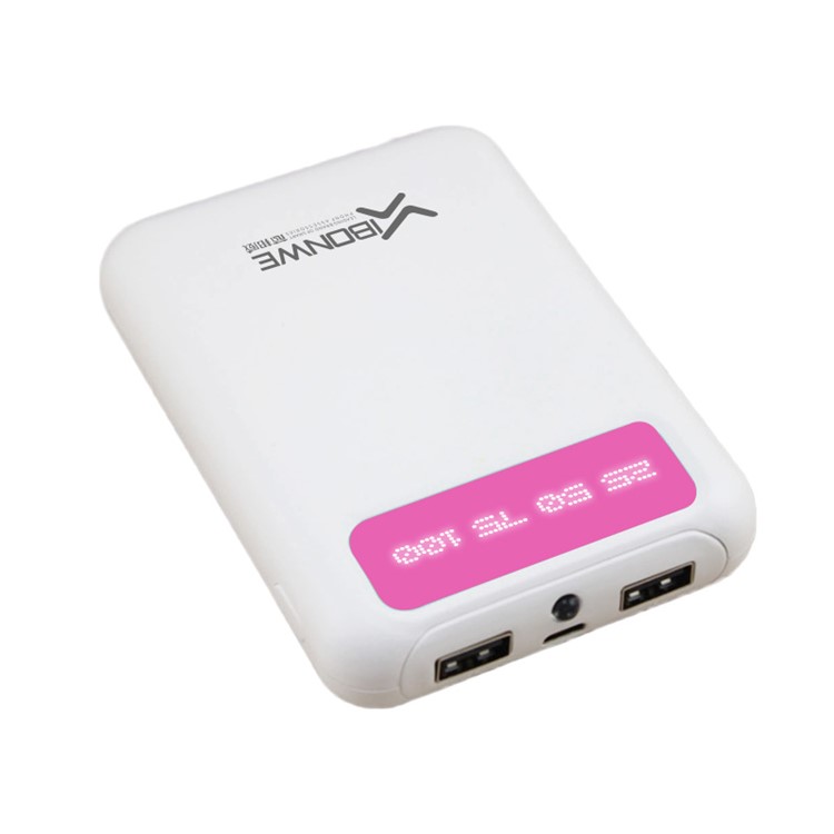 XIBONWE Q9+ 10800mAh Dual USB Power Bank with LED Flashlight for iPhone Samsung HTC - Pink-1