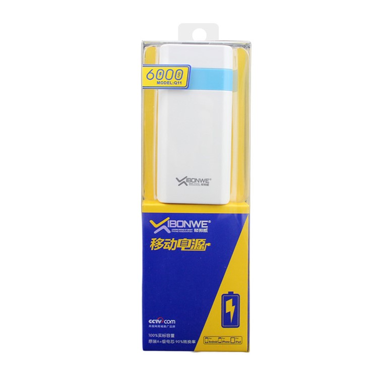 XIBONWE Q11 6000mAh External Power Bank with LED Flashlight for iPhone Samsung HTC - Grey-2