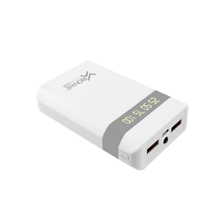 XIBONWE Q12 10000mAh Dual USB Output Power Bank with LED Battery Display - Grey-1