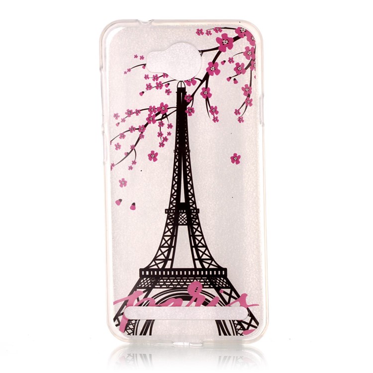 IMD TPU Mobile Phone Case for Huawei Y3II / Y3 II - Eiffel Tower and Plum Flowers-1