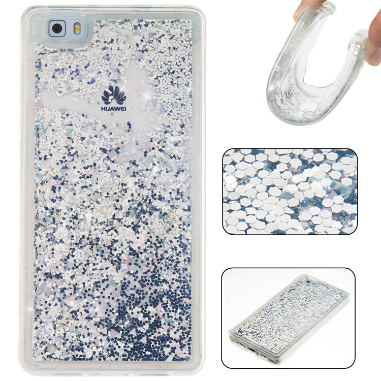Dynamic Glitter Sequins TPU Phone Case for Huawei Ascend P8 Lite - Grey-1