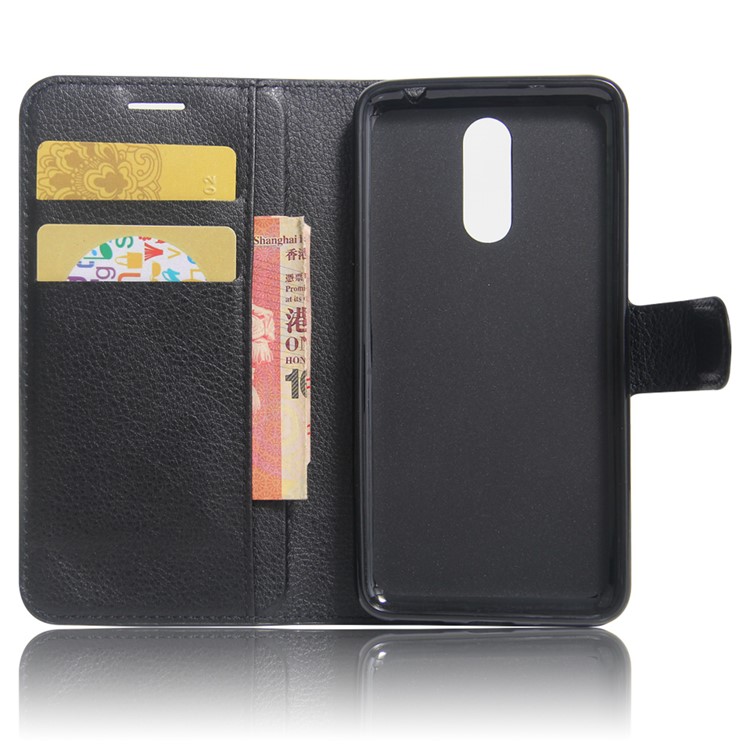 Litchi Skin Leather Wallet Case for Huawei Enjoy 6 - Black-6