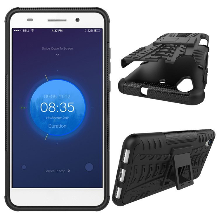 Cool Tyre Pattern PC + TPU Kickstand Case for Huawei Y6 II/Y6II/Honor 5A - Black-2