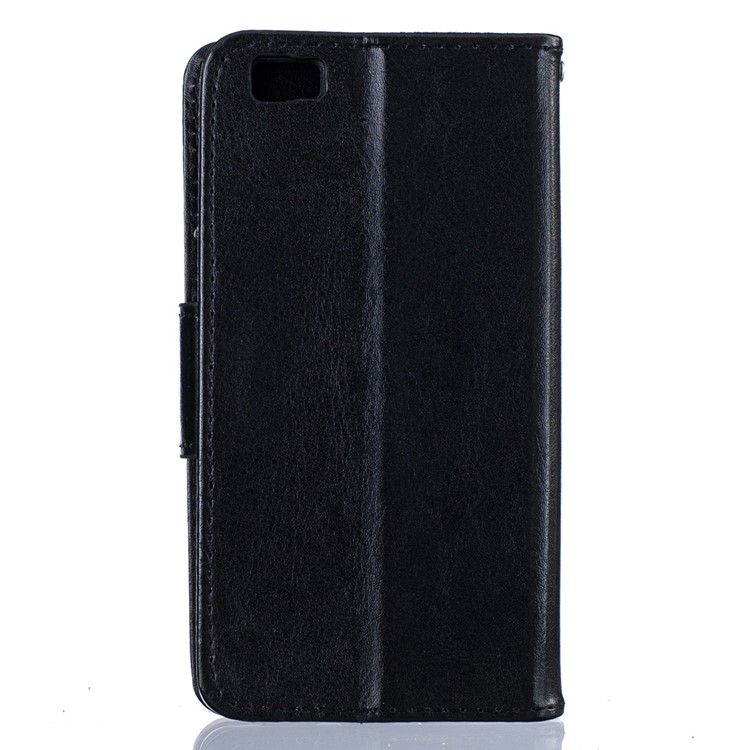 Crazy Horse Leather Wallet Case for Huawei Ascend P8 Lite - Black-2