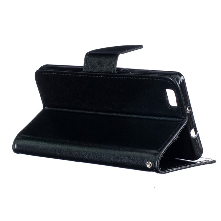 Crazy Horse Leather Wallet Case for Huawei Ascend P8 Lite - Black-3