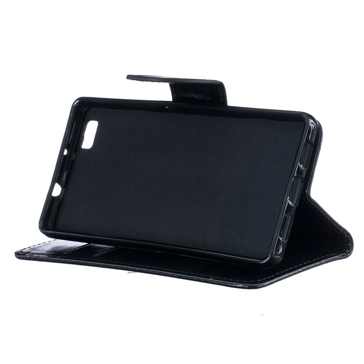 Crazy Horse Leather Wallet Case for Huawei Ascend P8 Lite - Black-4