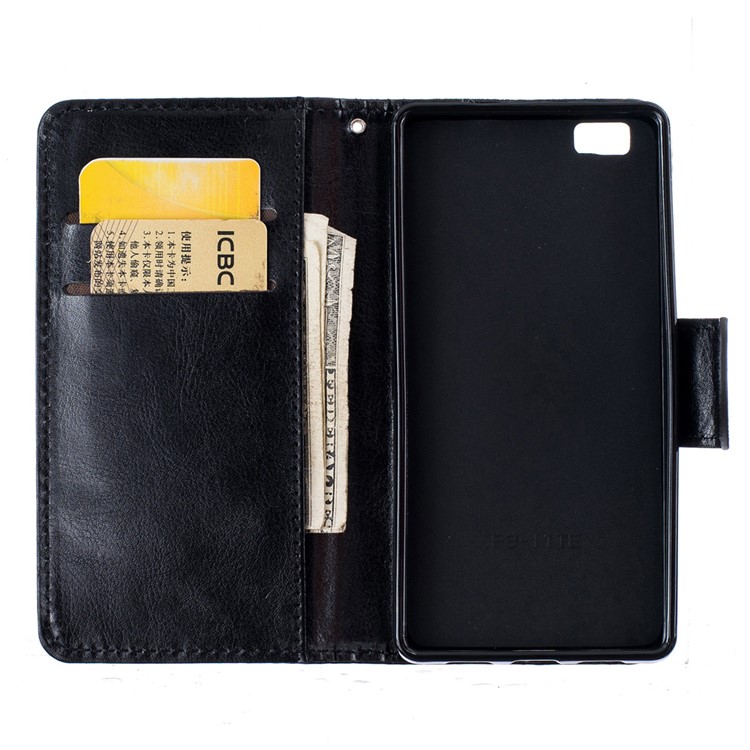 Crazy Horse Leather Wallet Case for Huawei Ascend P8 Lite - Black-5
