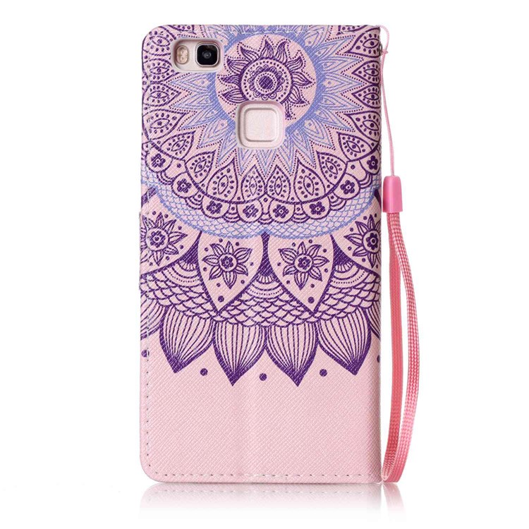 Patterned Wallet Leather Case with Strap for Huawei P9 Lite/G9 Lite - Mandala Pattern-2