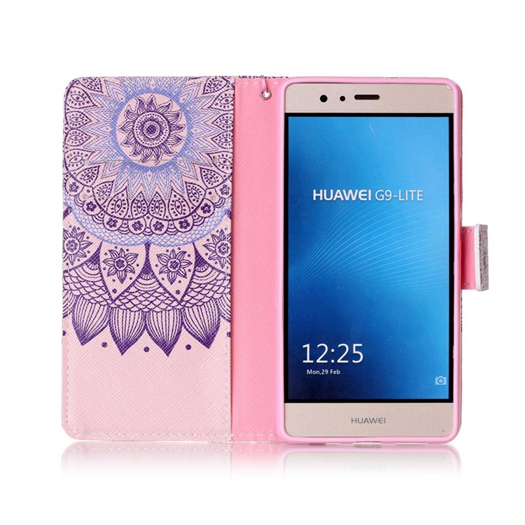 Patterned Wallet Leather Case with Strap for Huawei P9 Lite/G9 Lite - Mandala Pattern-3