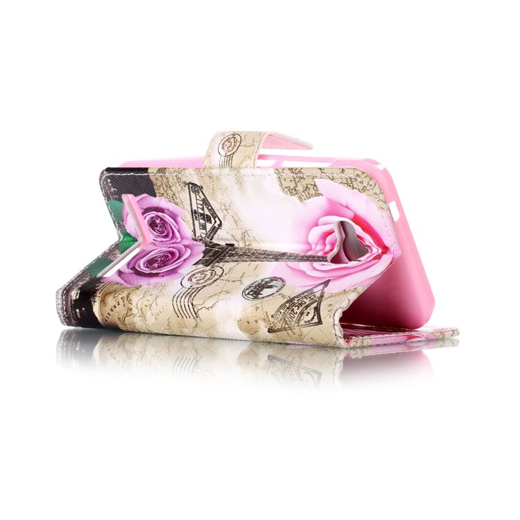 Leather Wallet Case for Y3 II / Y3II - Flowers and Eiffel Tower-4