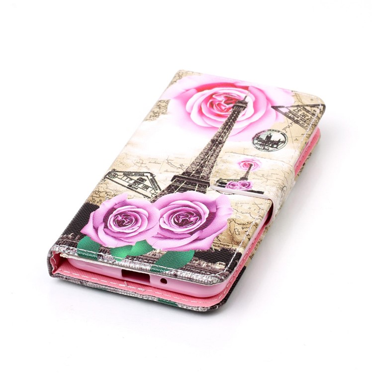 Leather Wallet Case for Y3 II / Y3II - Flowers and Eiffel Tower-5