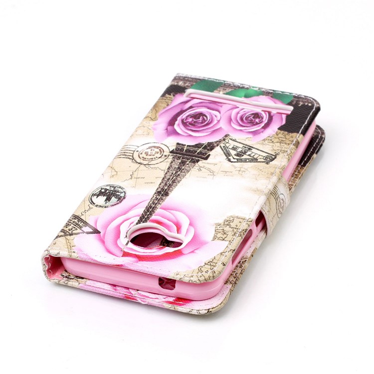 Leather Wallet Case for Y3 II / Y3II - Flowers and Eiffel Tower-6