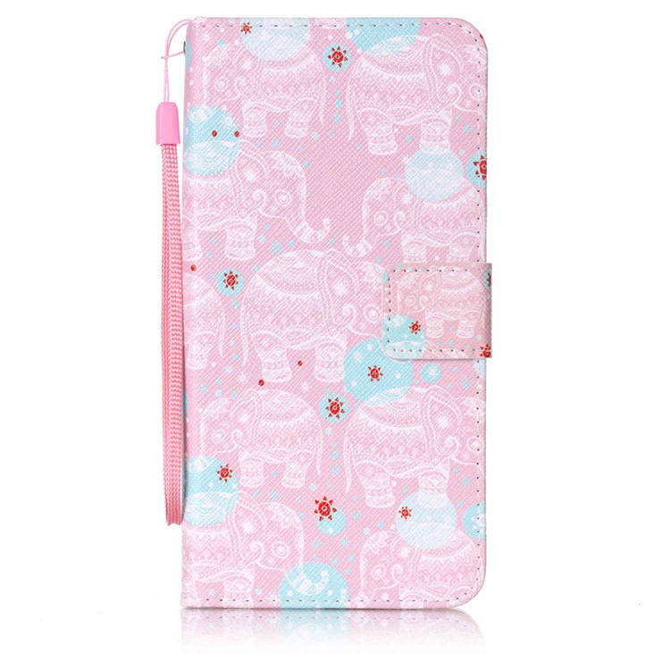 Patterned Wallet Leather Phone Case with Lanyard for Huawei Y6 II/Y6II/Honor 5A - Tribal Elephants-1
