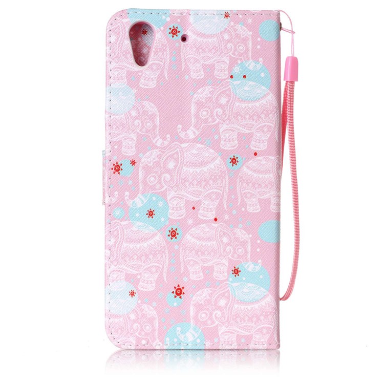 Patterned Wallet Leather Phone Case with Lanyard for Huawei Y6 II/Y6II/Honor 5A - Tribal Elephants-2