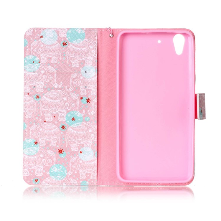 Patterned Wallet Leather Phone Case with Lanyard for Huawei Y6 II/Y6II/Honor 5A - Tribal Elephants-3