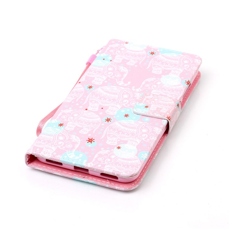 Patterned Wallet Leather Phone Case with Lanyard for Huawei Y6 II/Y6II/Honor 5A - Tribal Elephants-5