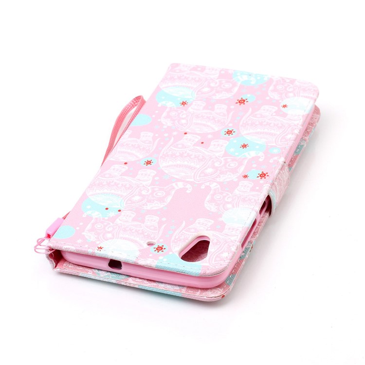 Patterned Wallet Leather Phone Case with Lanyard for Huawei Y6 II/Y6II/Honor 5A - Tribal Elephants-6